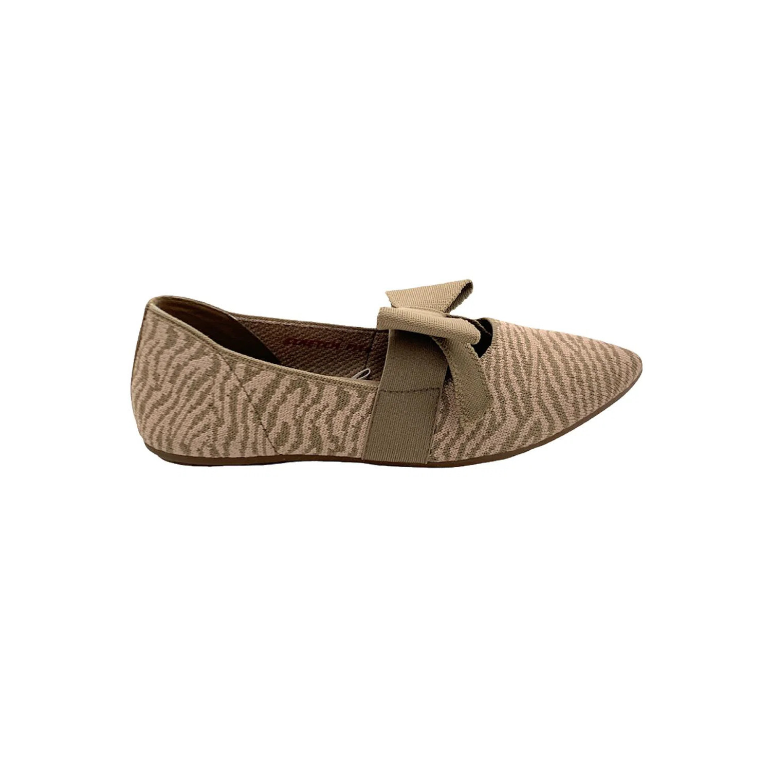 Skechers Women's Cleo Point Knit Flats Wild Charmer Taupe Zebra - Wide
